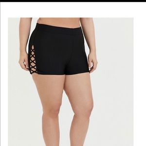 Black Lattice Side Swim Short Torrid Size 1